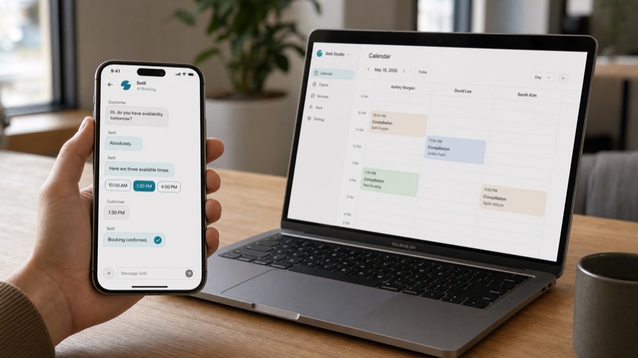 AI booking across messaging channels